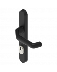 Lever on back plate with cylinder protection RAL 9005M