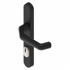 Lever on back plate with cylinder protection RAL 9005M